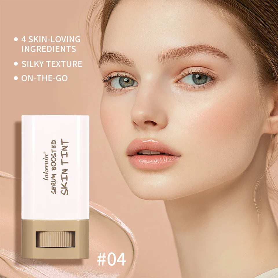 Balm Serum Skin Tint – Silky Texture, Moisturizing Coverage & Plumping Stick Foundation for Even Skin Tone, Travel-Friendly