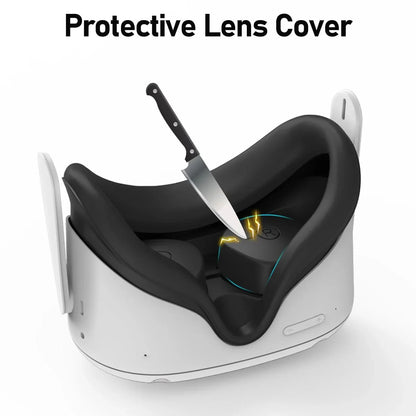 Oculus Quest 2 Face Pad Cover with Lens Protectors — Washable Silicone VR Cover for Meta Quest 2 Accessories