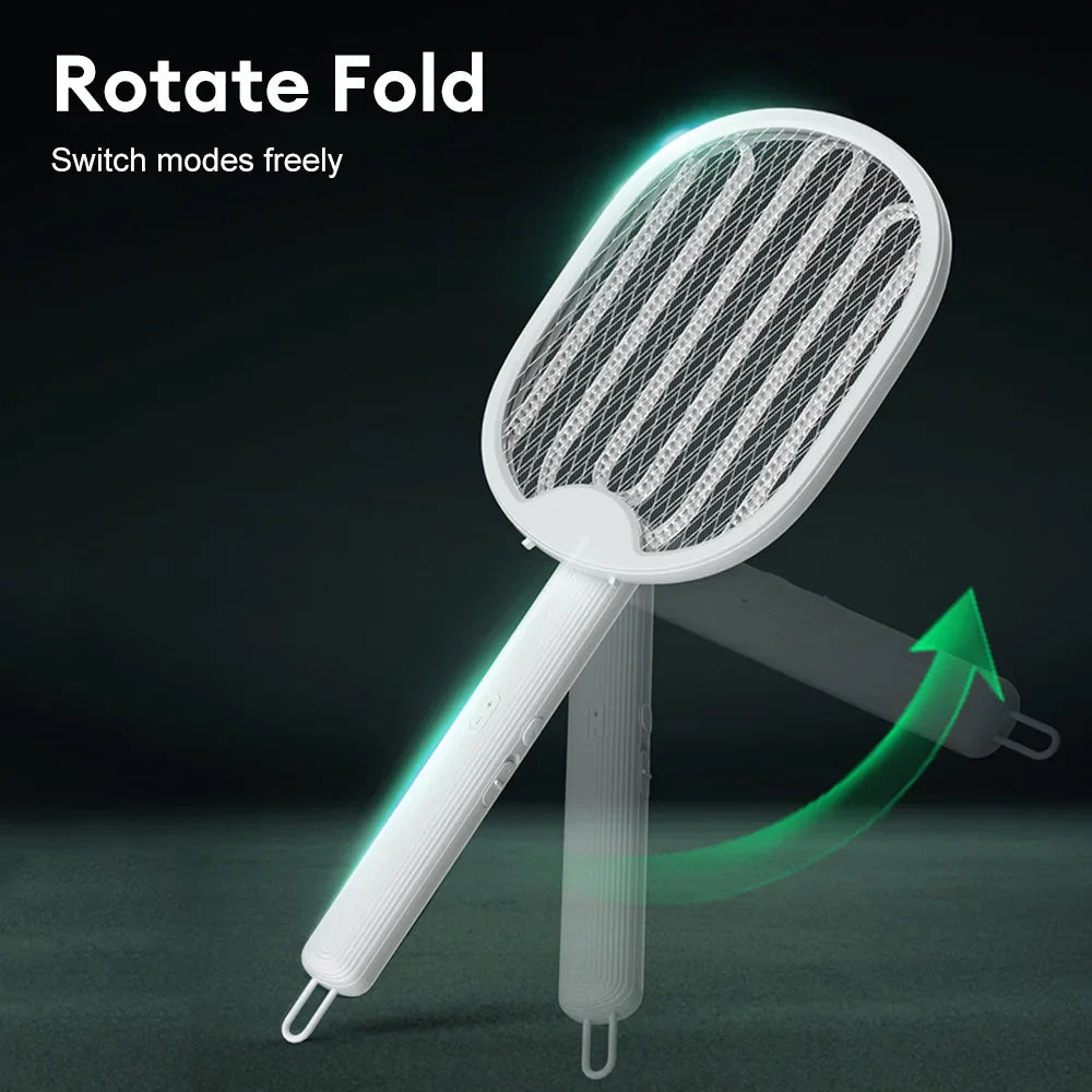 Foldable Electric Mosquito Killer Racket - USB Rechargeable Fly Swatter with UV Light Bug Zapper, 3000V Insect Killer Trap