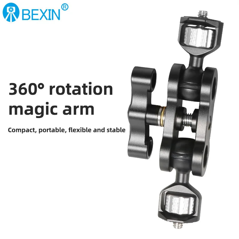 BEXIN TM-5 Articulating Magic Arm with Dual Ball Head, 1/4" Screw for Tripod, Phone Clip, LED Light, LCD Monitor, and Microphone