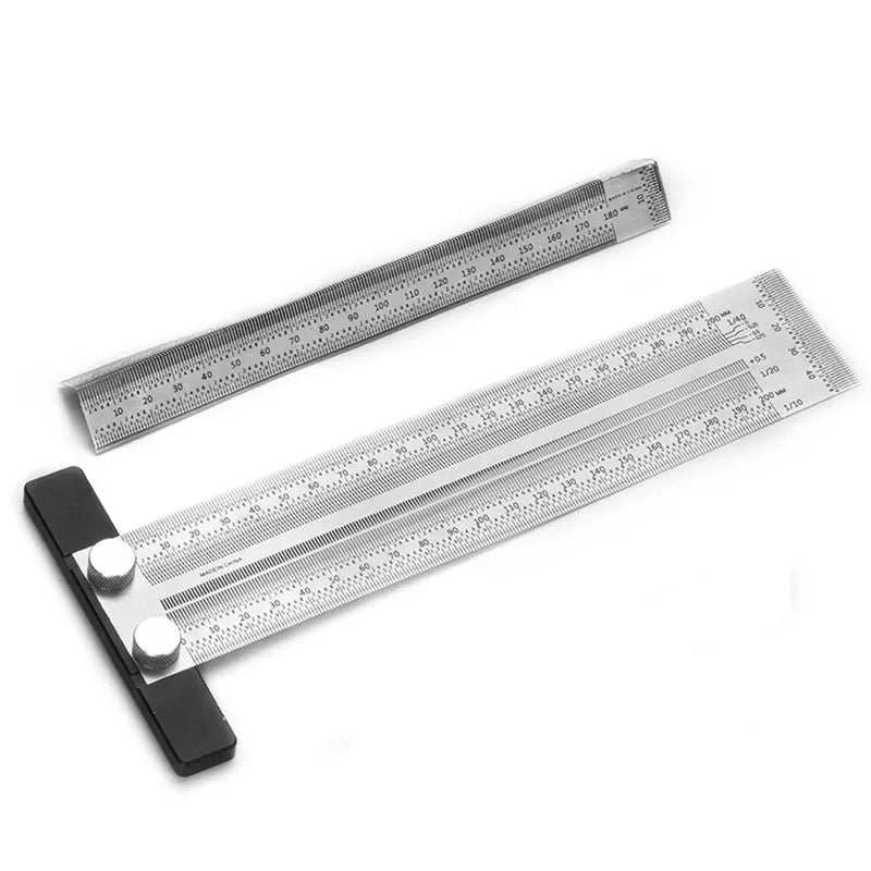 High Precision T-Type Scale Ruler – Stainless Steel Woodworking Scribing & Marking Gauge Carpenter Measuring Tool