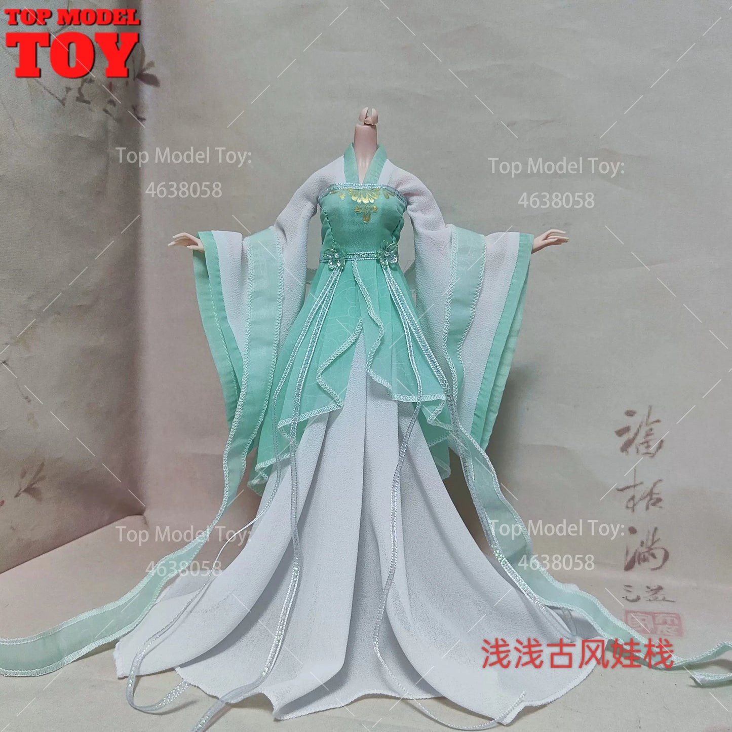 30cm 1/6 Doll Clothes – Style Printed Hanfu Outfit for 12" Female Action Figure Toy