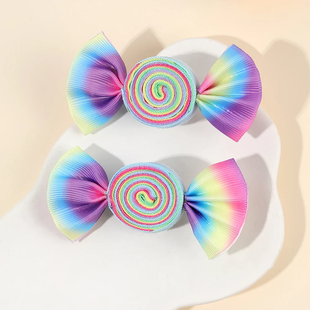 2-Piece Candy Bow Hair Clips – Sweet Strawberry & Heart Print Barrettes for Girls & Kids