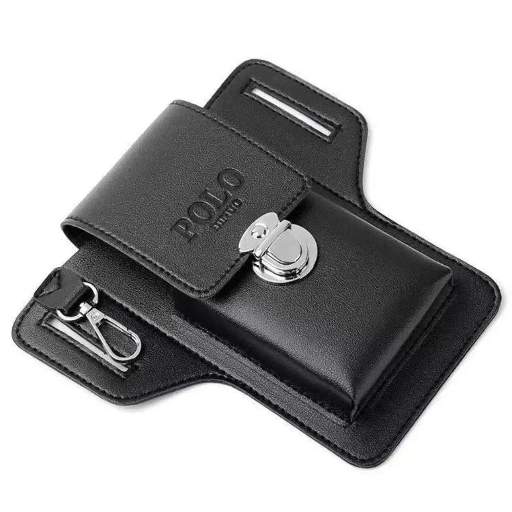 2024 Men’s Leather Belt Phone Waist Pack – Multifunctional PU Card & Key Organizer Portable Waist Bag Gift Idea