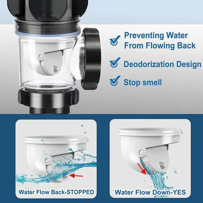 Flip-Top Kitchen Sink Drain - Retractable Deodorizing Filter - Flexible Downspout for Bathroom Sink - Anti-Clogging Kitchen Accessories