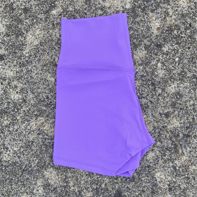 Women's High Waist Athletic Yoga Shorts – Solid Color Squat Proof Fitness Shorts for Running, Cycling & Training