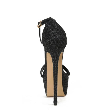 Liyke Women’s Sequined Platform Sandals – Sexy Open Toe Party & Pole Dance Heels, Size 34-46