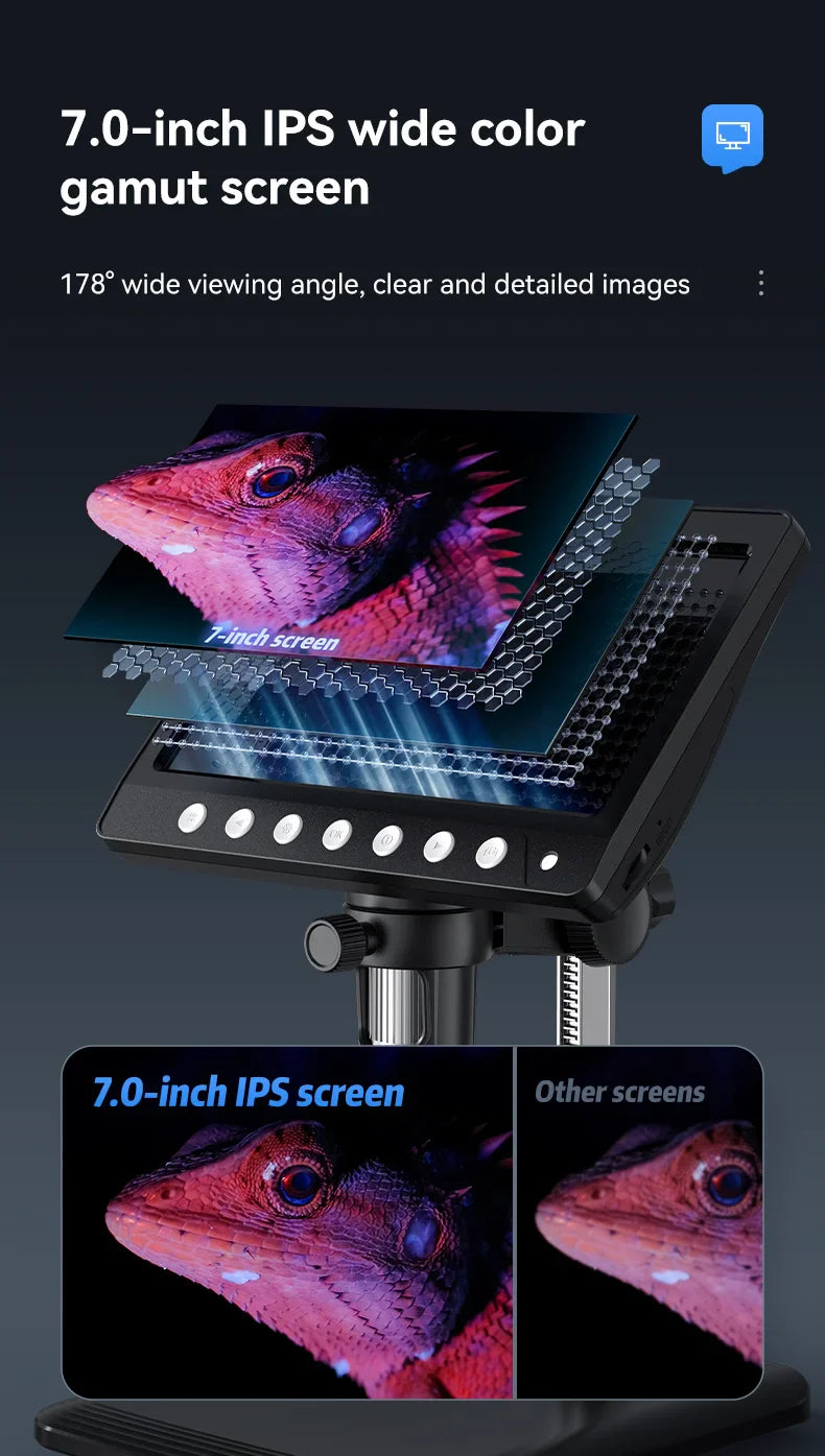 7-Inch IPS Digital Coin Microscope 5MP 1200X – 1080P Ultra-Precise Focusing Camera with 8 LED Lights for Coins & Circuits