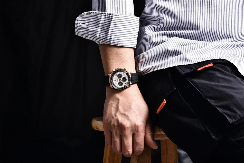40mm PAGANI DESIGN V2 Men’s Quartz Watch – Sapphire Retro Chronograph Stainless Steel Waterproof
