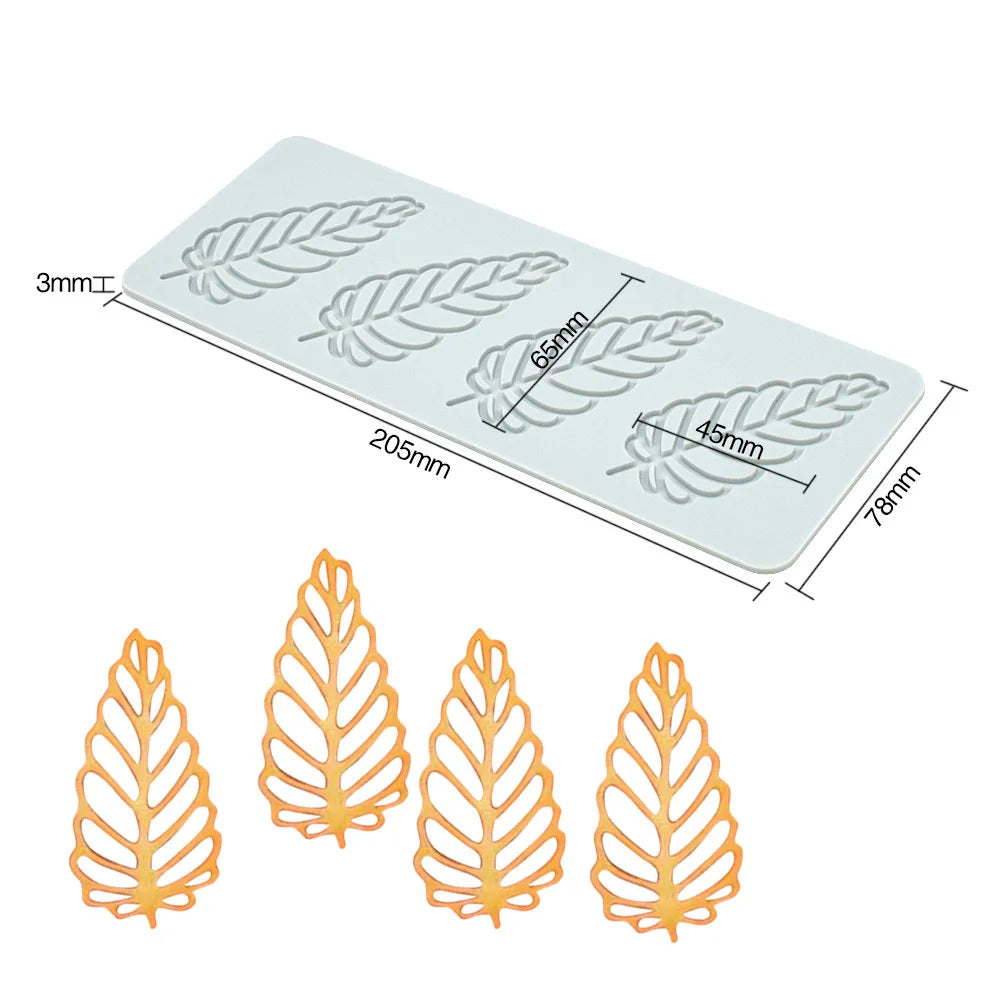 Various Leaves & Geometric Flower Silicone Cake Lace Mold — Cake Decorating Border Tool for Baking
