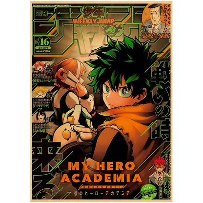 Vintage My Hero Academia Anime Poster – Retro Kraft Style Wall Art for Home Decor, Cartoon Painting & Room Decoration Sticker
