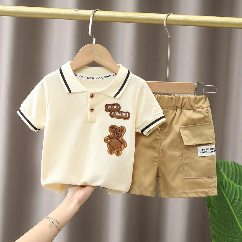 Baby Boy Summer Clothes Set – Cute Cartoon T-shirt & Shorts, Toddler Infant Outfit with Pants