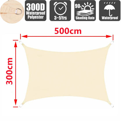 Outdoor Waterproof Sun Shade Sail – Rectangle Canvas Awning for Garden, Terrace, Pool & Car Sun-Shelter