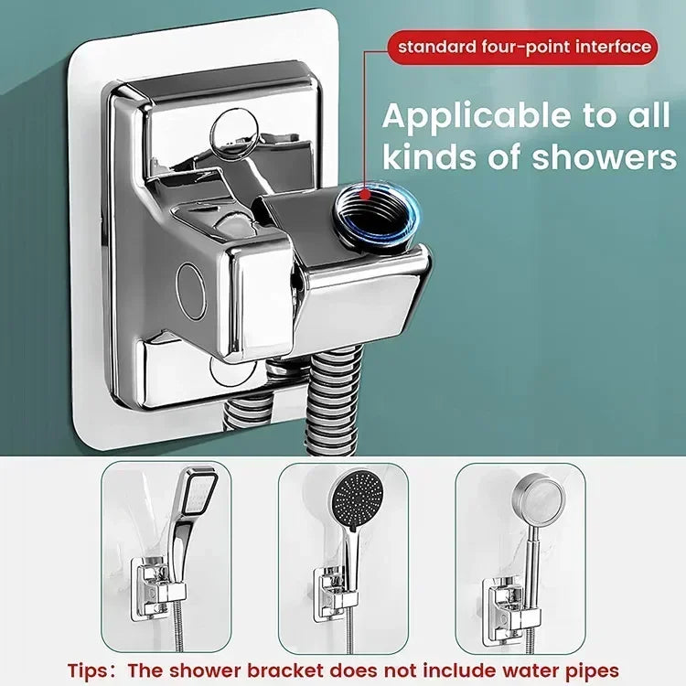 ABS Wall-Mounted Shower Head Holder – Self-Adhesive, Adjustable & Rotatable Handheld Bracket for Bathroom Accessories