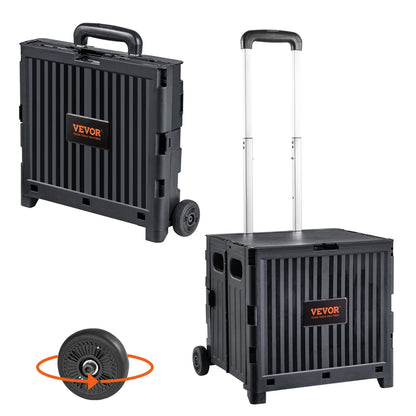VEVOR Foldable Utility Shopping Cart with Telescopic Handle & Wheels – Portable Handcart for Travel, Office, Garden Use