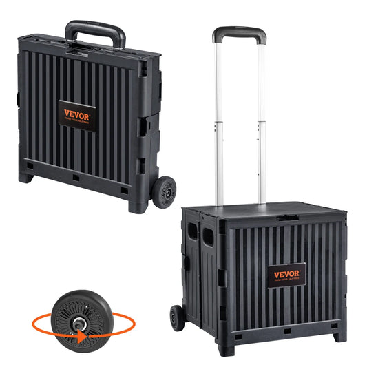 VEVOR Foldable Utility Shopping Cart with Telescopic Handle & Wheels – Portable Handcart for Travel, Office, Garden Use