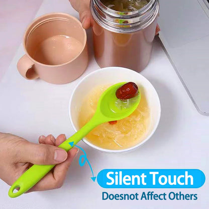 Soft Silicone Cooking Spoon - Long Handle Stirring Ladle for Kitchen Use - Essential Cooking Utensil