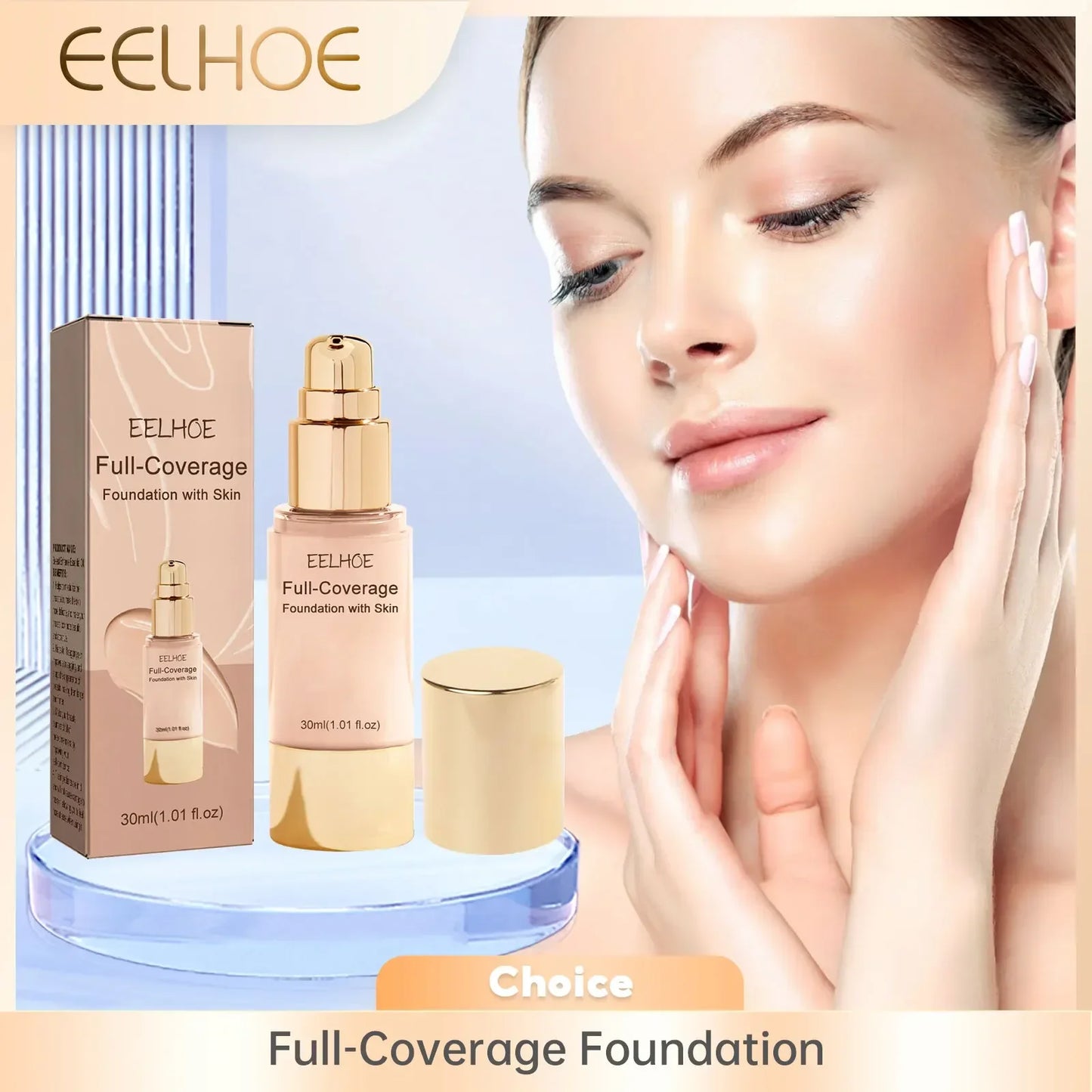 Liquid Concealer Foundation – Full Coverage, Pore-Minimizing, Dark Spot Correcting Waterproof Makeup with Oil Control