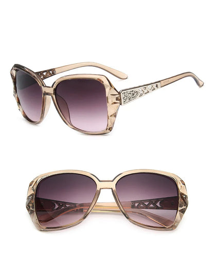 Fashionable Big Purple Sunglasses for Women - Luxury Brand Square Mirror Shades for Ladies