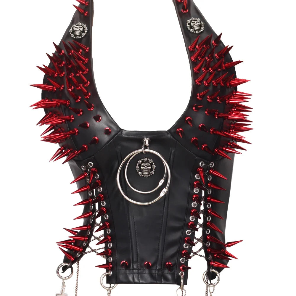 Y2K Gothic Spiked Tank Top - Punk Rock Emo Grunge Festival Style for Women