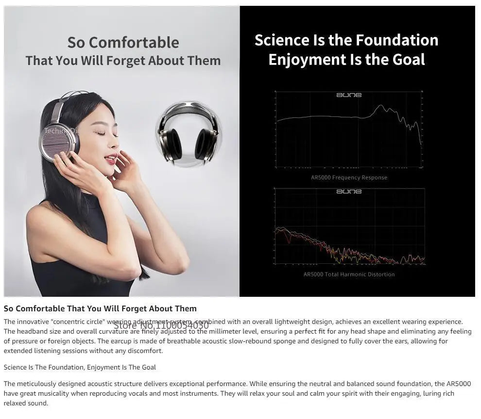 Original Aune AR5000 Full-Size Open-Back Headphones - MLD Dynamic Driver, Hi-Fi, Hi-Res Audiophile Sound
