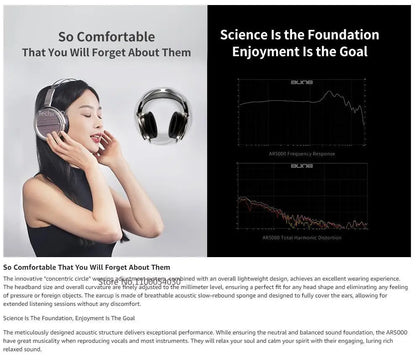 Original Aune AR5000 Full-Size Open-Back Headphones - MLD Dynamic Driver, Hi-Fi, Hi-Res Audiophile Sound