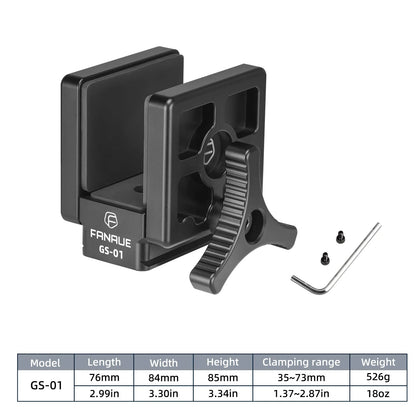 FANAUE GS-01 Saddle Mount Rifle Clamp Adapter – Hunting Tripod with Arca Swiss QR Plate