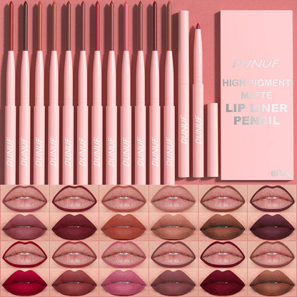 6pcs Waterproof Lip Liner Pen Set – Long-Lasting, Non-Fading, Easy Coloring Lip Gloss Makeup Set