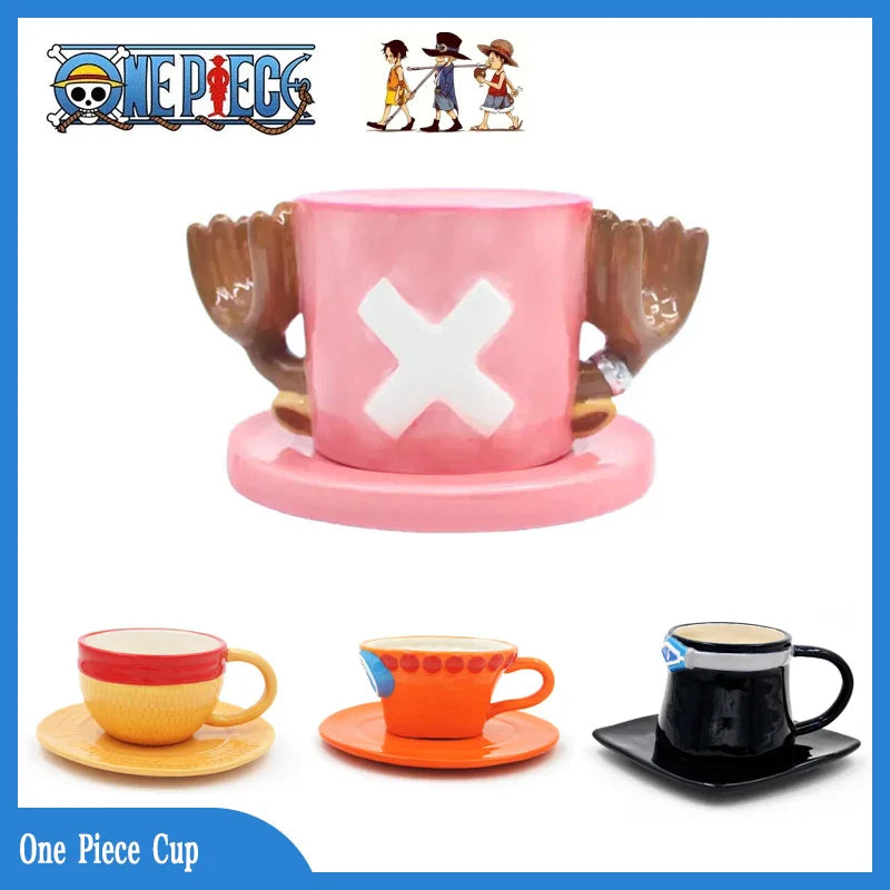 One Piece Mug – Creative Three Brothers Hat Shaped Coffee Cup, Anime Chopper, Ace & Sabo Ceramic Water Cup for Parties