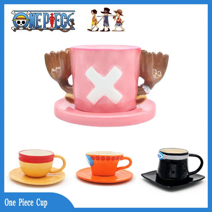One Piece Mug – Creative Three Brothers Hat Shaped Coffee Cup, Anime Chopper, Ace & Sabo Ceramic Water Cup for Parties