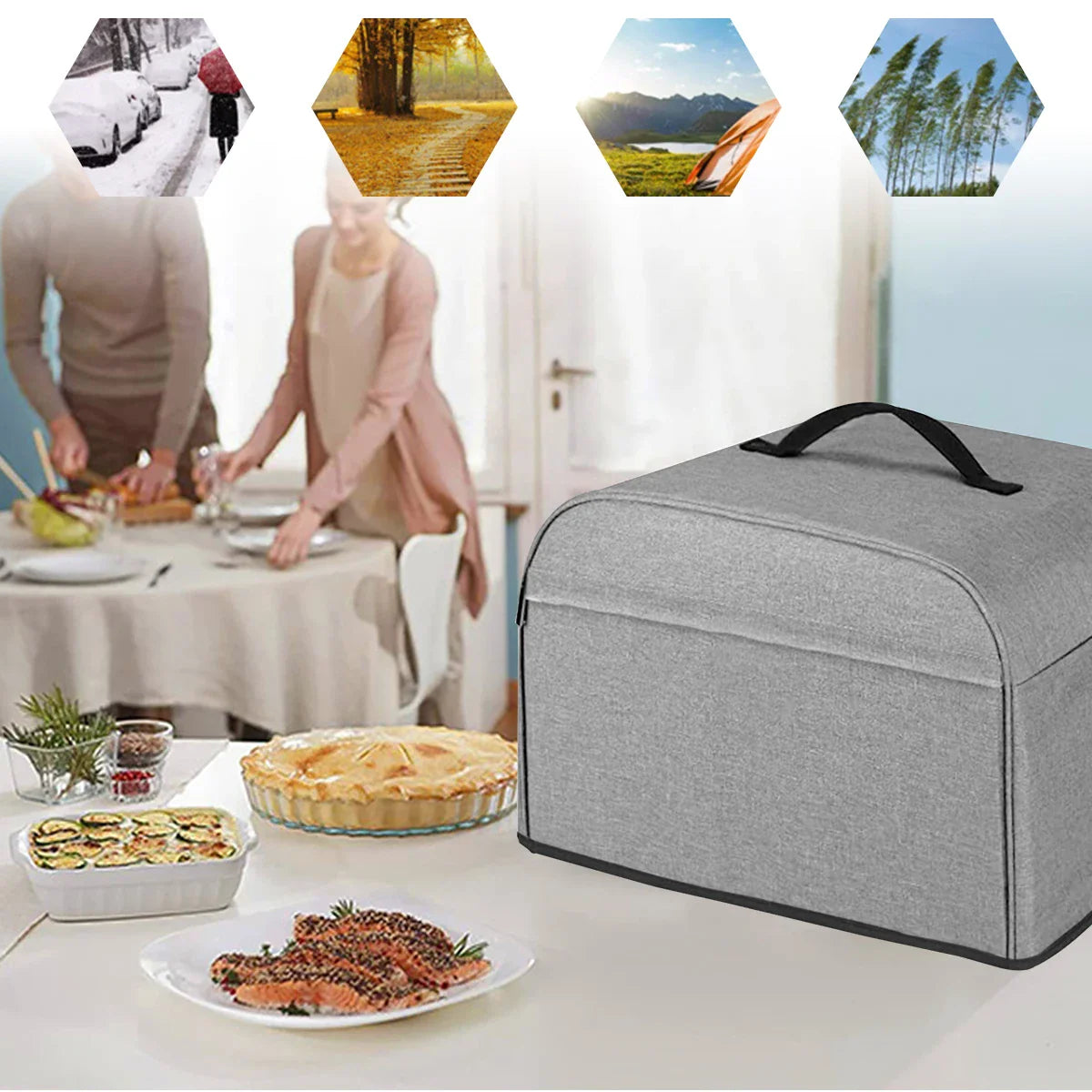 Durable Air Fryer Dust Cover Compatible with AG301, AG302, AG400 - Waterproof with Storage Pockets and Handle