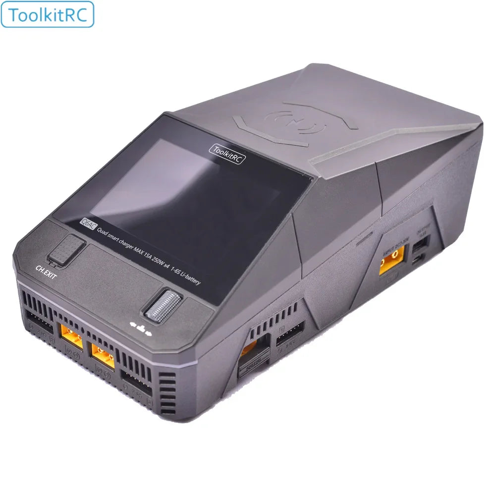 ToolkitRC Q6AC Charger AC 400W/DC 1000W 4-Channel with 65W USB & 15W Wireless Charging for LiPo NiMH PB Batteries