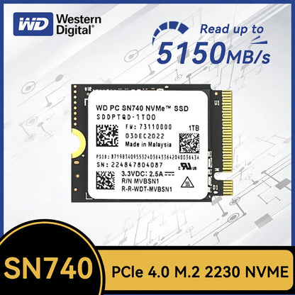 Western Digital WD SN740 2TB/1TB SSD – M.2 2230 Gen4 PCIe 4.0 NVMe Solid State Drive for Steam Deck & Microsoft Surface Pro X