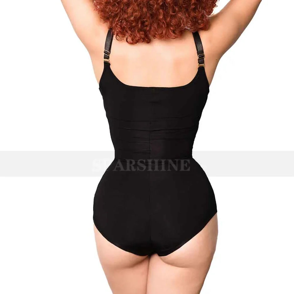 Women’s Body Shaping Jumpsuit Shapewear – Tummy Control Waist Trainer Butt Lifter Slimming Ruffled Triangular Compression Bodysuit Underwear