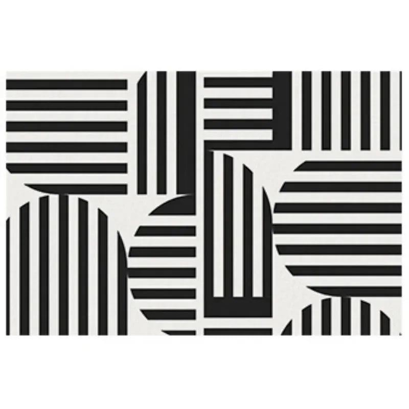 Light Luxury Black & White Plaid Rug — Fluffy Soft Carpet for Bedroom, Living Room, Study, and Home Decor