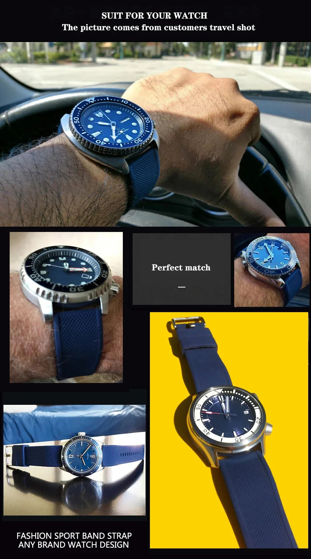 Premium Silicone Watch Band – Quick Release Rubber Strap, 18mm 20mm 22mm Replacement Watchband