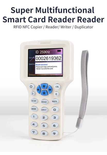 RFID Copier & USB Programmer – 125KHz & 13.56MHz NFC 10-Frequency Card Reader, Duplicator & UID Decoder