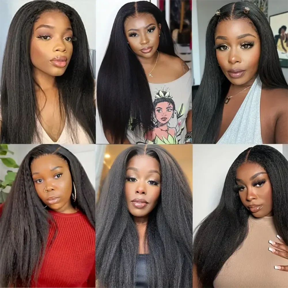 Kinky Straight Human Hair Wig – 13x4 Lace Front, Pre-Plucked Yaki Straight Brazilian Wig