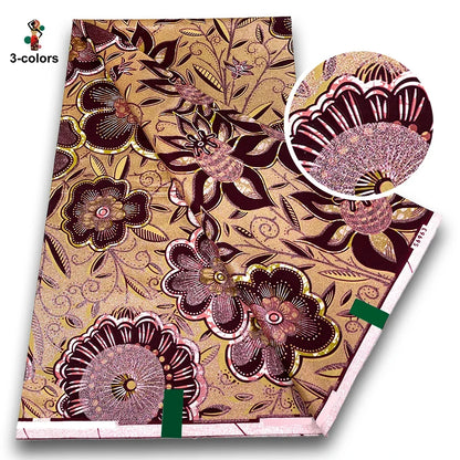 100% Cotton African Wax Print Fabric - Soft Golden Ankara Pagne for Nigerian Fashion & Traditional Wear