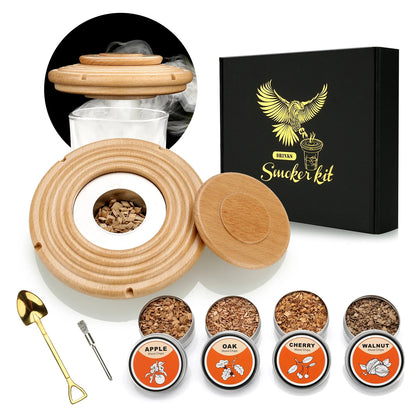 Cocktail Smoker Kit – Whiskey Smoking Set with 4 Wood Chips, Old Fashioned Drinks Accessories