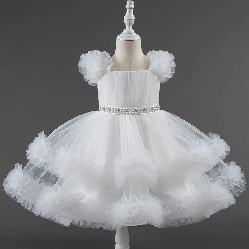 Girls Lace Mesh Princess Dress - Sleeveless Summer Party Dress for Ages 1-7