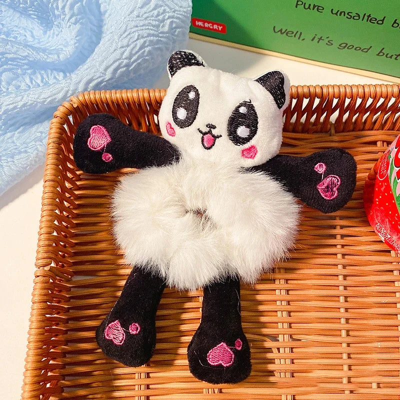 Cute Plush Animal Hair Bands | Frog, Panda & Cat Elastic Hair Ties for Women & Girls