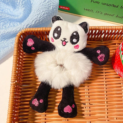 Cute Plush Animal Hair Bands | Frog, Panda & Cat Elastic Hair Ties for Women & Girls