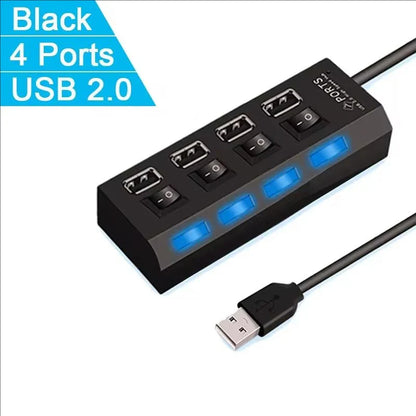 7-Port USB 2.0 Switch Extension Hub — One-to-Seven USB Splitter for PC, Laptop & Desktop