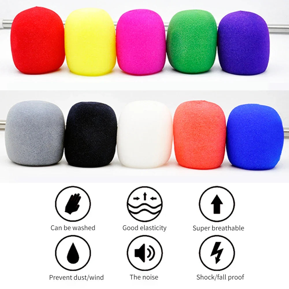 10pcs Thick Microphone Foam Covers - Professional Windscreen Sponge Caps for Studio Mic Protection