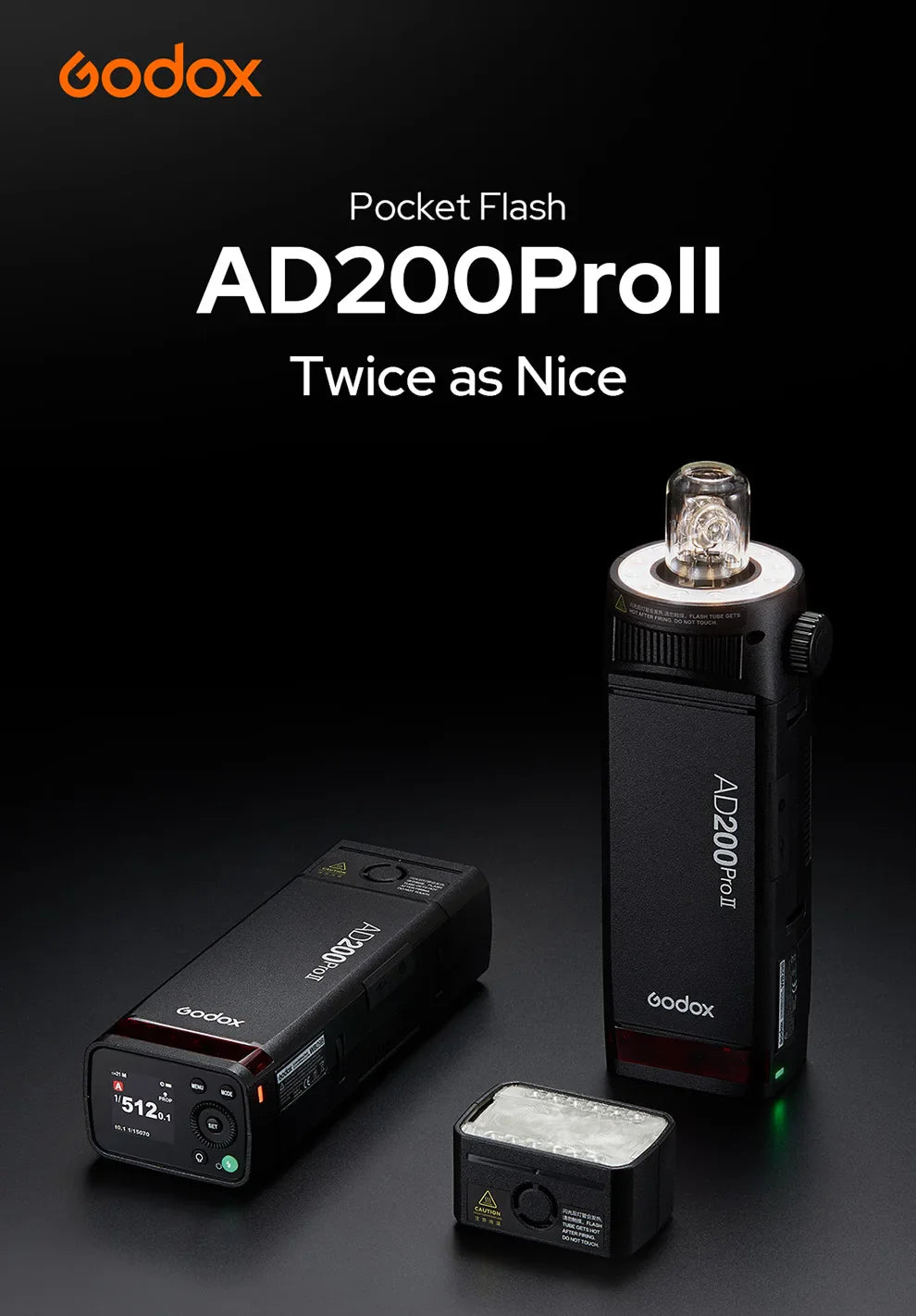 Godox AD200Pro II TTL Wireless Camera Pocket Flash – 2.4G, Compatible with X1T for Nikon, Canon, Sony, Fuji, Olympus