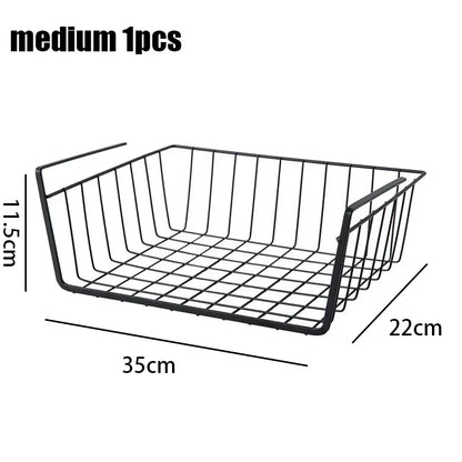 Multipurpose Hanging Closet Storage Basket — Metal Organizer for Kitchen Cabinets, Desks, and Home Use
