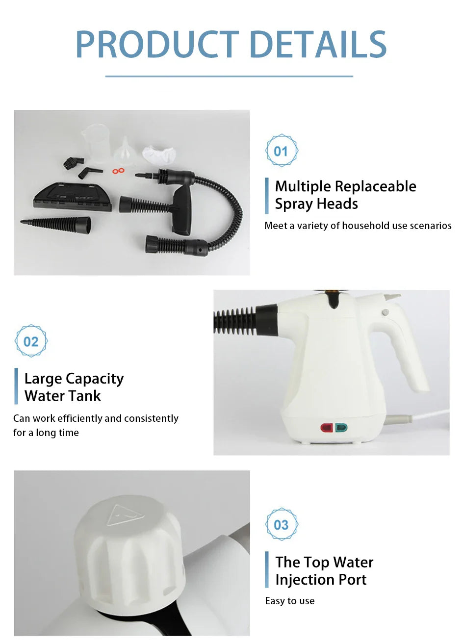 12 in 1 Handheld Steam Cleaner – High Temperature Pressurized for Furniture, Upholstery, Tile & Home Cleaning