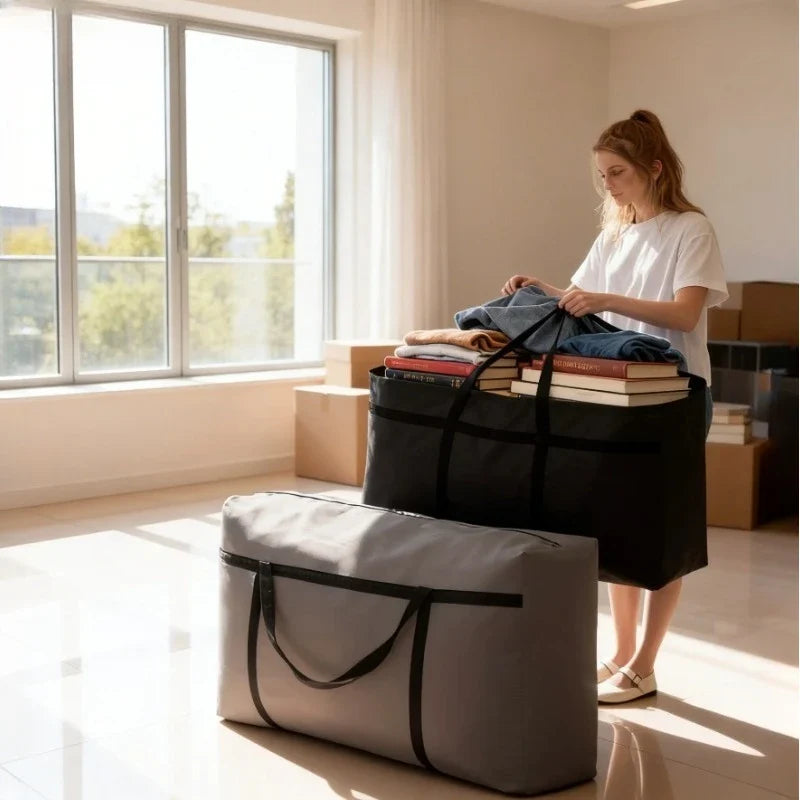 2-Pack Heavy Duty Moving Bags - Extra Large Zipper Storage Totes with Handles for Clothes, Dorms & Moving