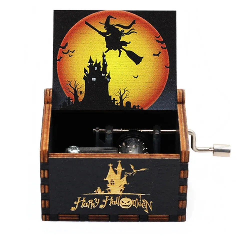 Antique Carved Wooden Hand Crank Music Box – Onepiece Figure, Perfect for Halloween & Christmas Birthday Gifts